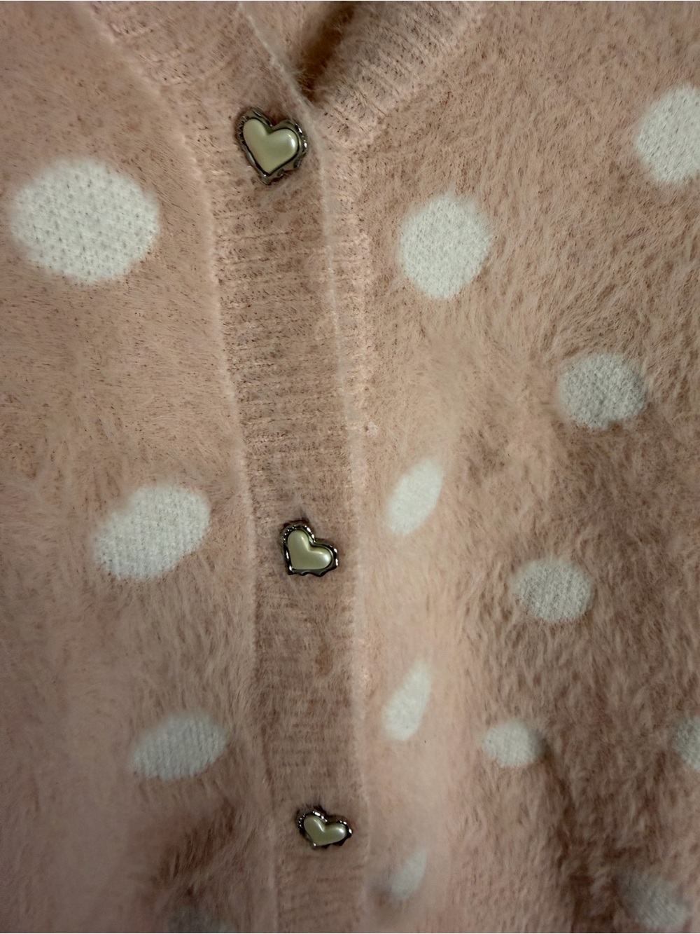 Nanette Lepore Pink & White Polka Dot V-Neck Cardigan Size Large - Picture 5 of 5